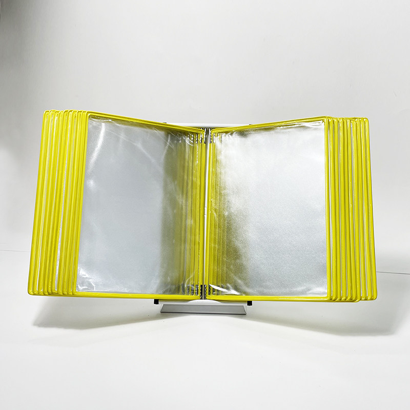 A4台式翻页文件夹活页20页透明转轴立式挂壁PVC收纳文件夹展示架