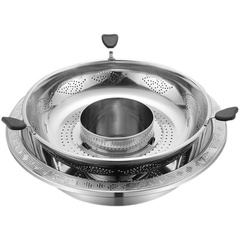 旋转式升降火锅锅家用商用多功能不锈钢火锅盆鸳鸯子母锅电磁炉用