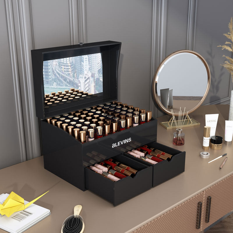 口红收纳盒架子 多格收纳架欧式小奢G华 带盖竖唇膏盒子唇釉收纳