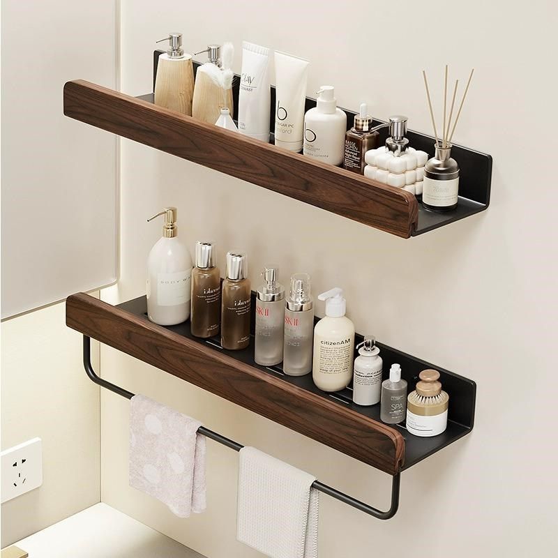 胡桃木卫生间置物架高端浴室洗漱台墙上壁挂免打孔洗脸巾一体架子,家装主材,卫浴置物架,淘宝优惠券,粉丝福利购,淘宝优惠卷