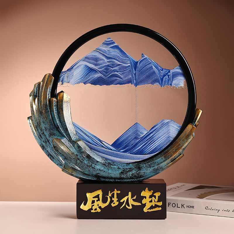 风生水起流沙画摆件沙漏客厅书房办公室电视展示柜酒柜家居装饰品图片