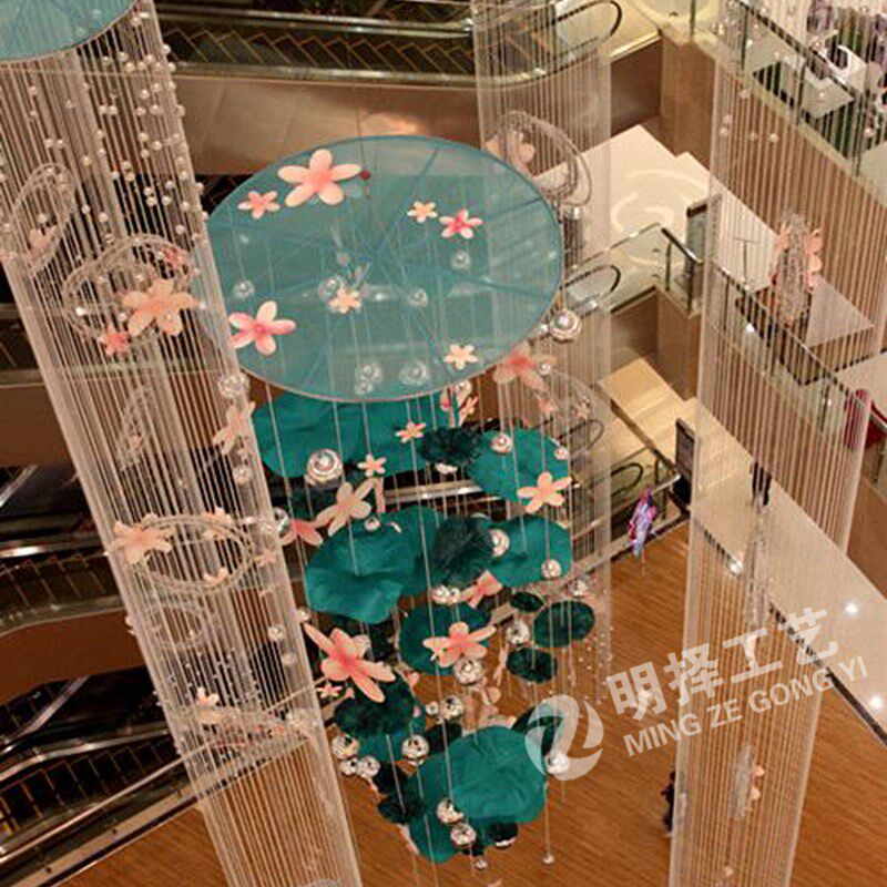 春夏季中庭吊饰商场中空荷叶场景装饰展厅装饰布置美陈吊饰订制