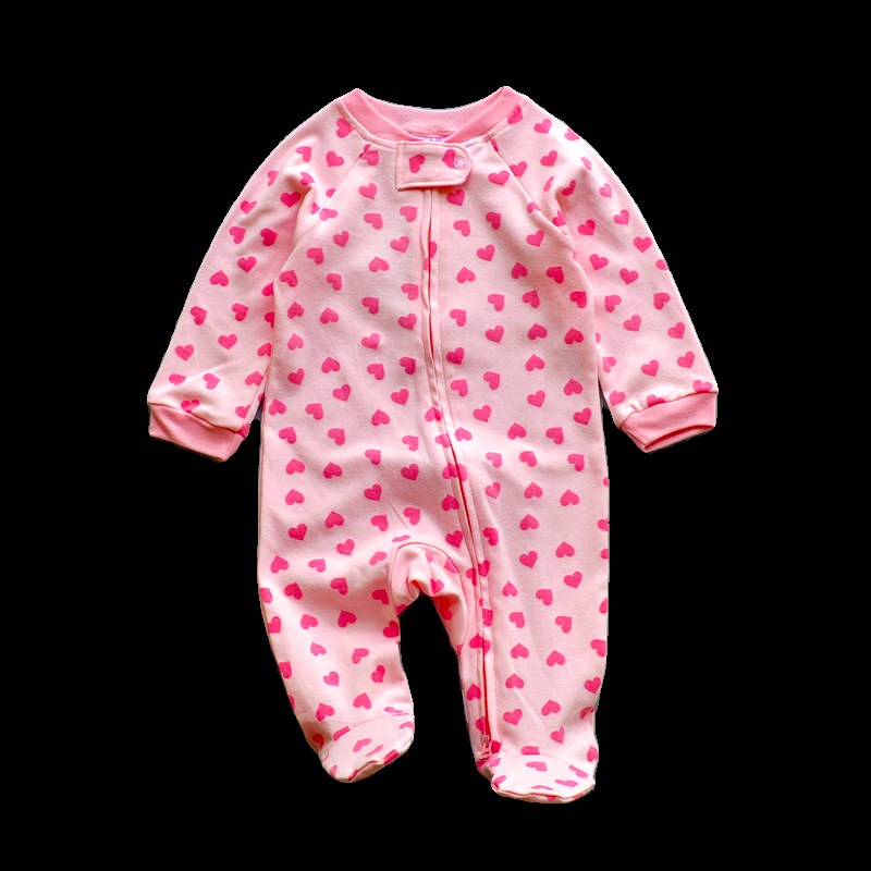 婴儿包脚连体衣春秋款拉链款宝宝连身衣0-12月幼儿连袜爬爬服