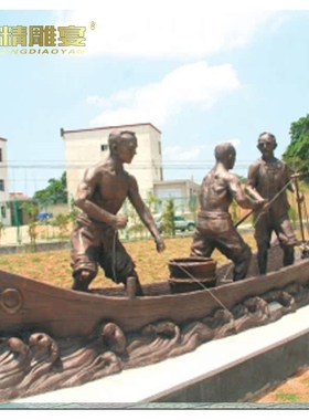 渔民文化人物铸铜雕像城市广场大型玻璃钢仿铜雕塑户外景观铜雕