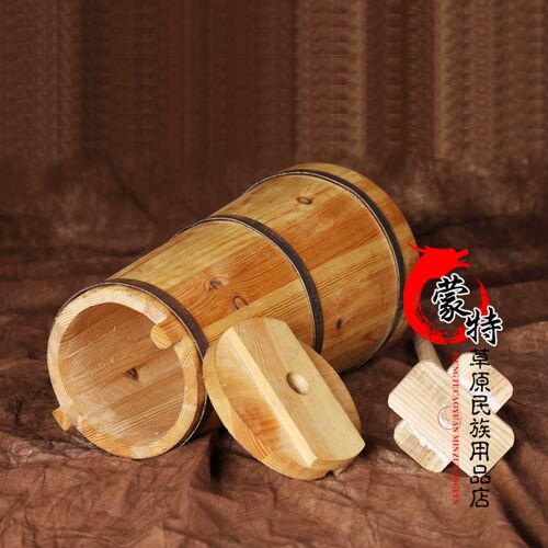 蒙古酸奶桶 蒙古包摆设木质大型酸奶桶拍摄道具摆件酸奶桶