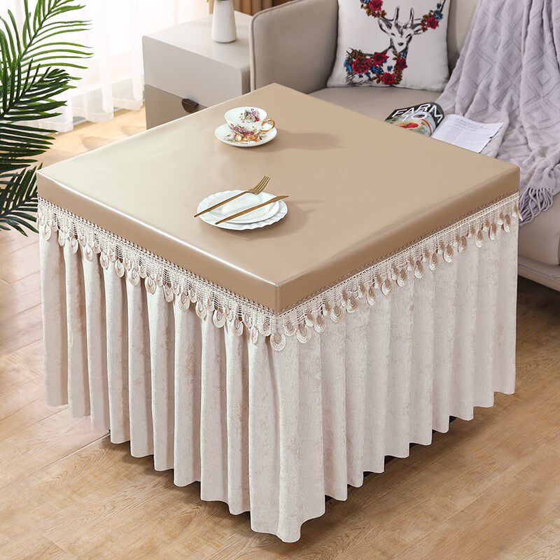 防水防油桌罩方桌桌布烤火桌罩正方形防尘皮罩垂纱电炉罩取暖桌罩,居家布艺,烤火罩,淘宝优惠券,粉丝福利购,淘宝优惠卷
