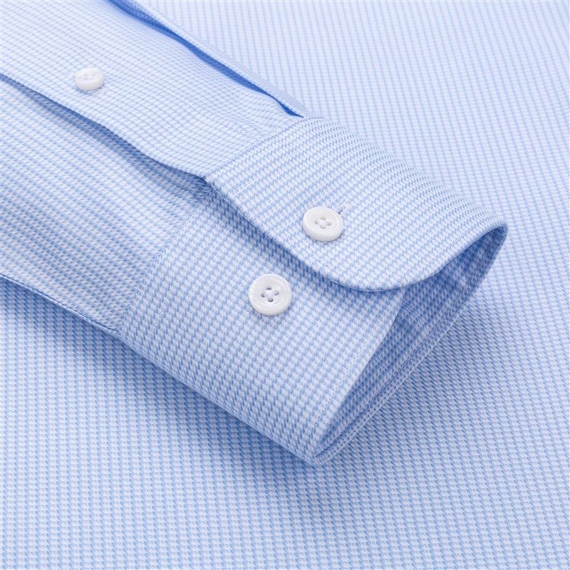 【200支DP成衣免烫】商务高奢白衬衫长袖男士纯棉正装上班蓝衬衣