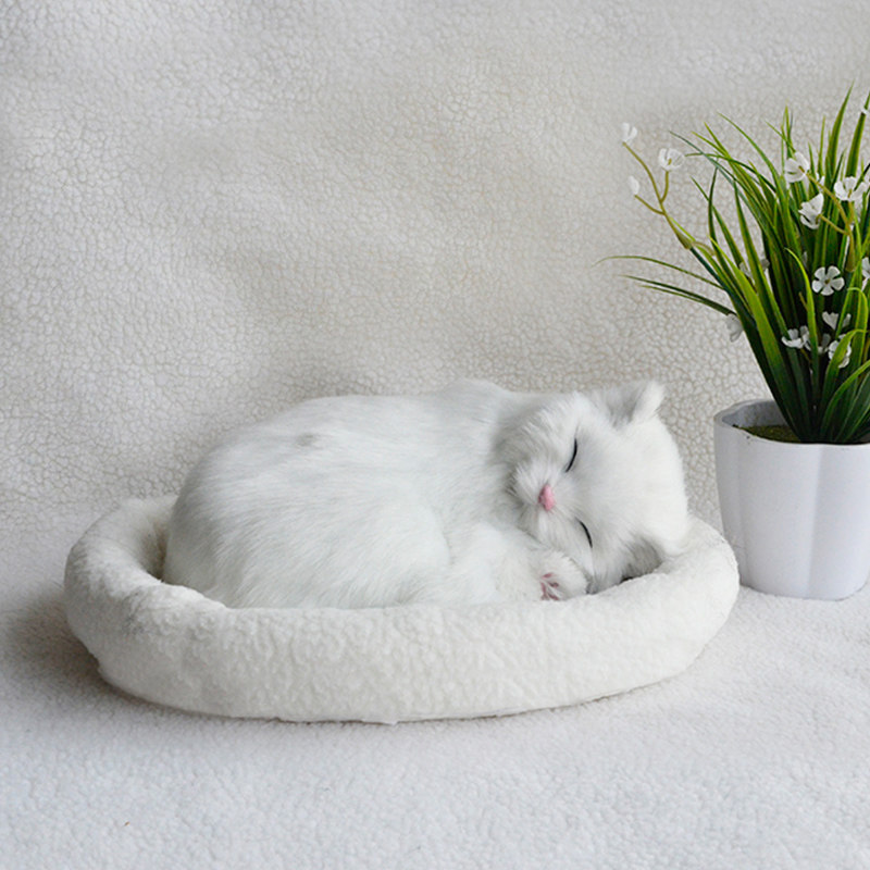仿真小猫咪玩偶布偶会呼吸的猫公B仔车载摆件假猫娃娃毛绒玩具礼