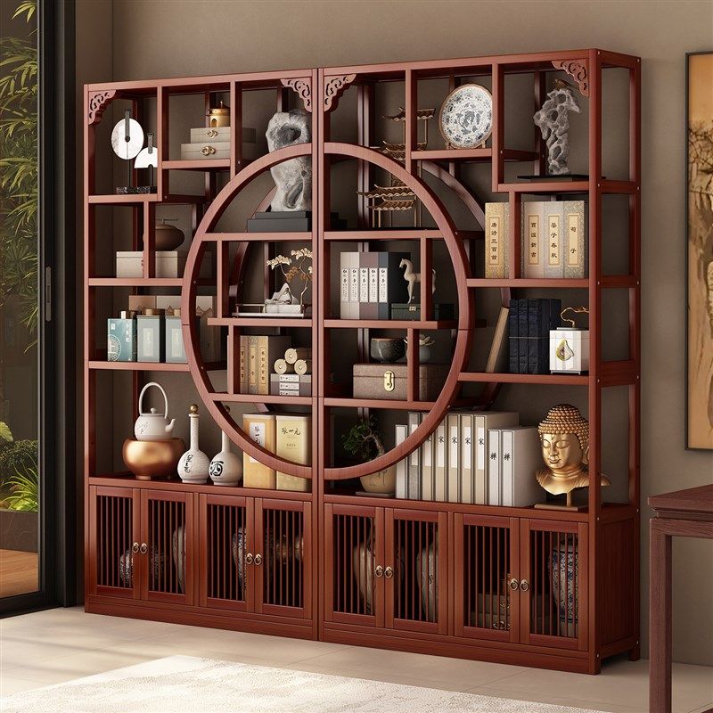 中式博古架茶室展示柜茶具架子置物架非实木靠墙摆件展示柜子书架,住宅家具,多宝格/博古架,淘宝优惠券,粉丝福利购,淘宝优惠卷
