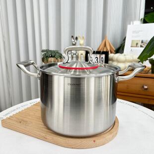 304不锈钢双耳汤锅家用加厚高深款炖锅卤锅电磁炉燃气通用22cm