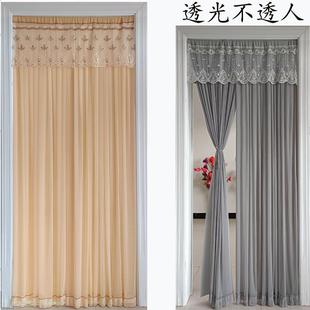 四季 布艺门帘透光不透人卧室帘新款 蕾丝隔断帘防蚊虫厨房卫生间帘