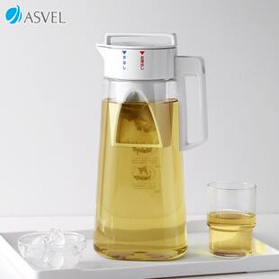 果汁泡茶壶耐高温凉水杯 日本asvel冷水壶家用饮料桶塑料大容量装