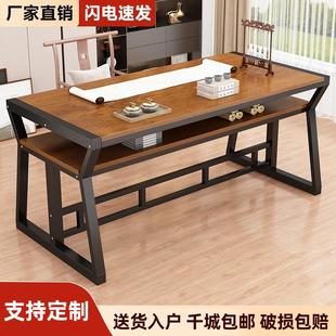 毛笔练字绘画桌家用双层电脑桌 书桌书法桌辅导班写字桌培训桌中式