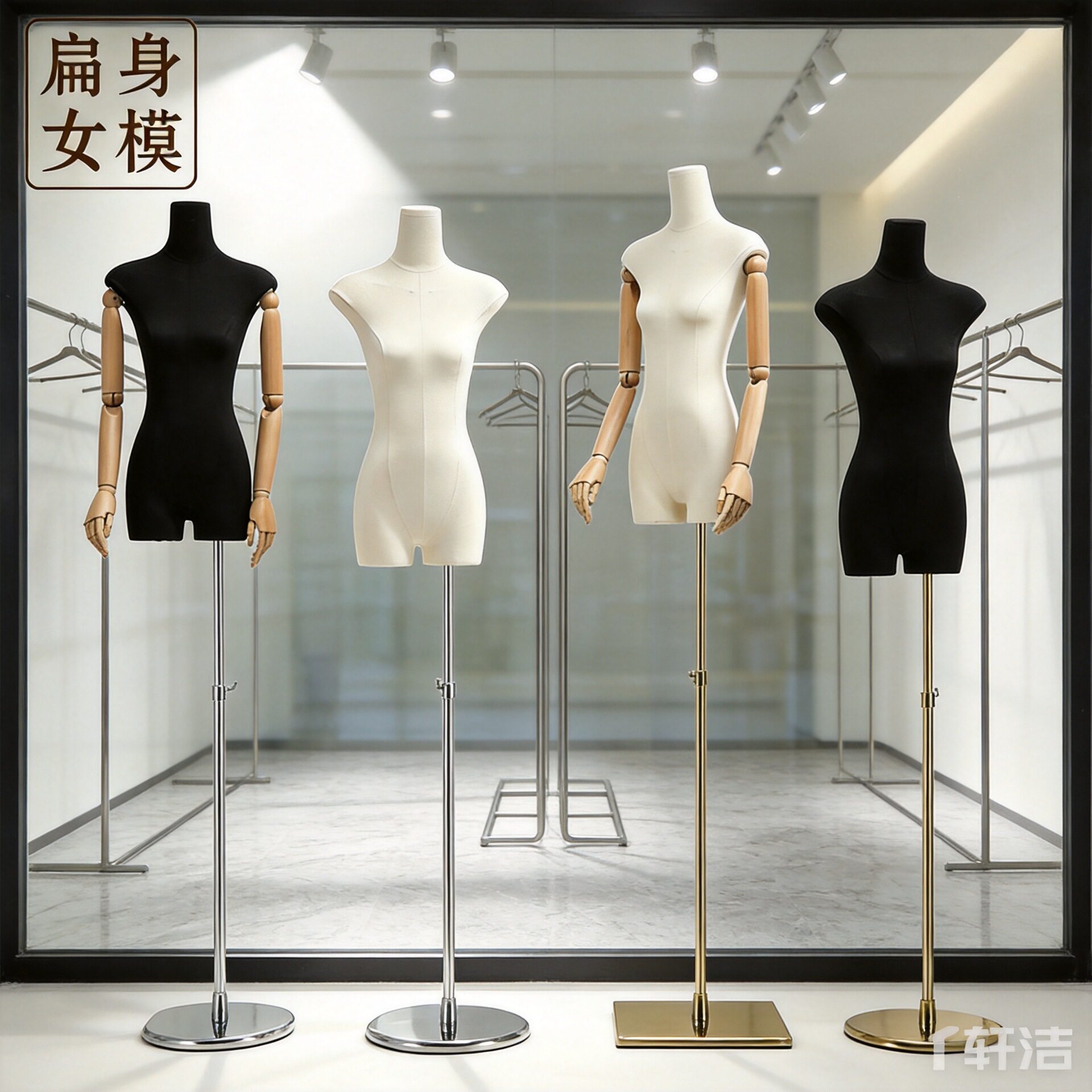 服装店韩版扁身平胸模特道具女半身女装橱窗人偶假人台全身展示架