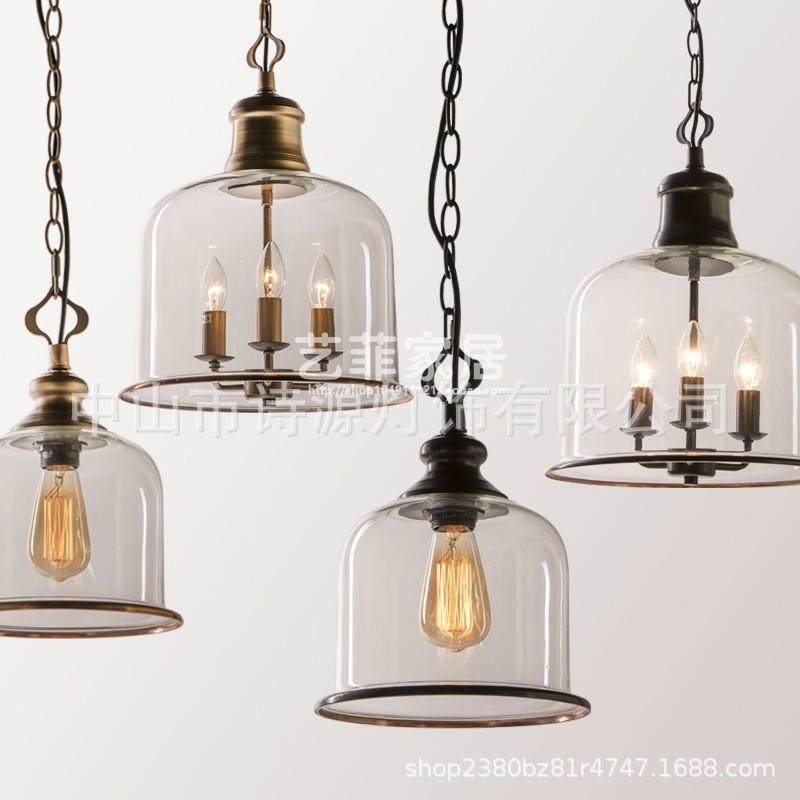 简约复古美式玻璃吊灯餐厅阳台创意走廊客厅卧室个性简约玻璃吊灯