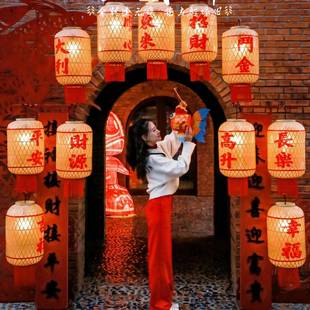 油纸竹编灯笼朱光玉灯笼餐饮通用红灯笼灯笼火锅店中式古手工灯笼