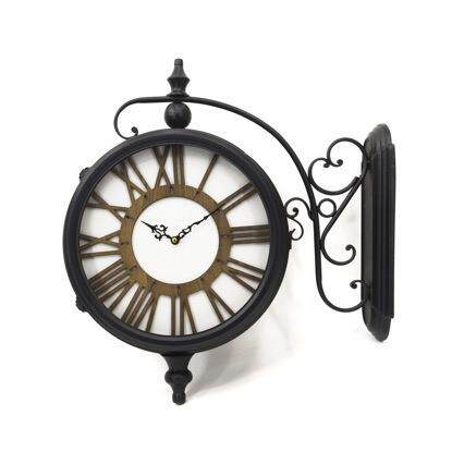 欧式铁艺双面挂钟创意美式田园挂表现代简约客厅个表装饰复古时钟