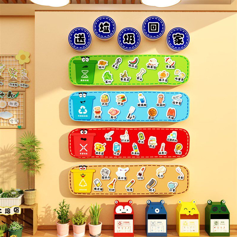 幼儿园垃圾分类黑板报成品环创保文化主题墙M贴班级教室布置卫生