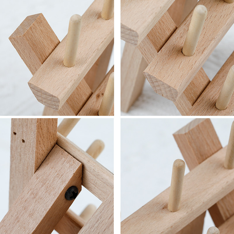 12轴小线架diy皮具手缝皮革线圆蜡线收纳线架实木线轴可折叠架子