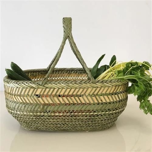 菜篮子竹编手工收纳水果手提竹篮子竹筐圆篮竹器挂篮鸡蛋篮编织。