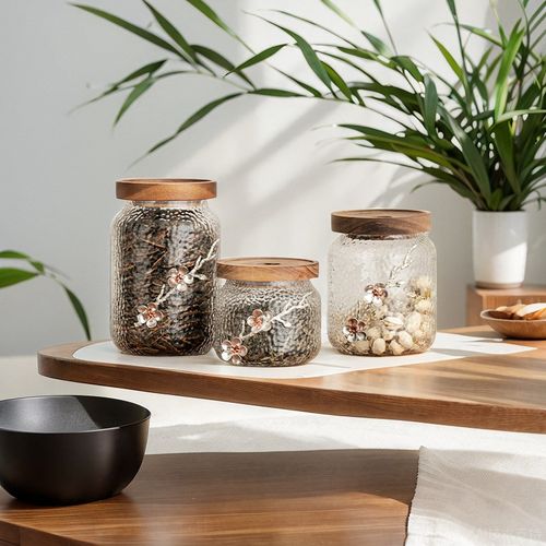 茶叶罐玻璃密封罐存茶仓家用防潮醒茶储物罐花茶干果保鲜盒收纳瓶