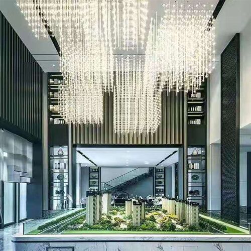 售楼部沙盘光立方吊灯非标定制灯具酒店J大堂宴会餐厅满天星工程