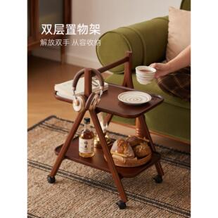 零食小推车实木置物架分层架小型落地门后夹缝收纳床边收纳架