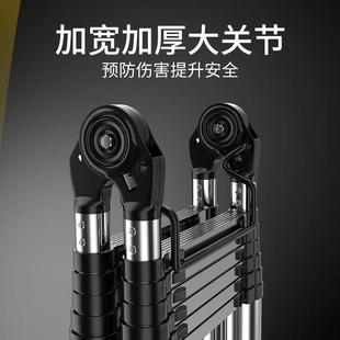 梯子家3232用字梯缩升降工伸程梯加厚多功金能铝合直人梯不锈钢折