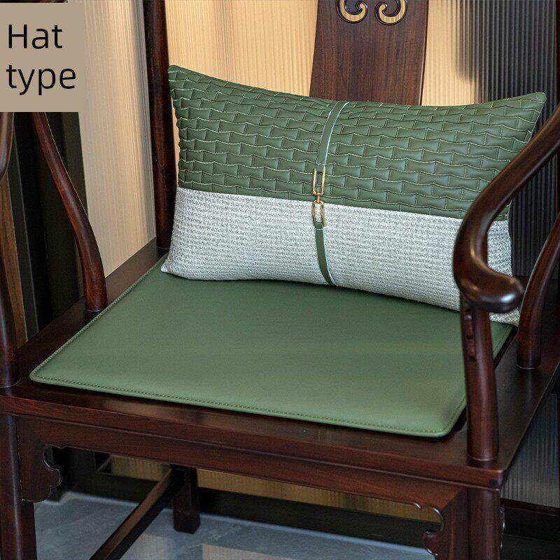 新中式高档真皮椅垫高端实木沙发坐垫红木餐椅茶椅垫超薄圈椅垫子