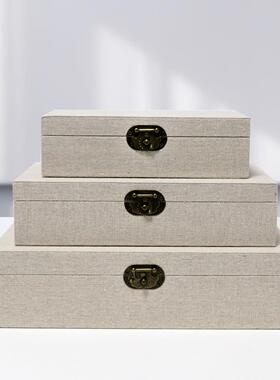 中古现代新中式首饰盒摆件样板房衣帽间橱窗收纳盒酒店木质装饰盒