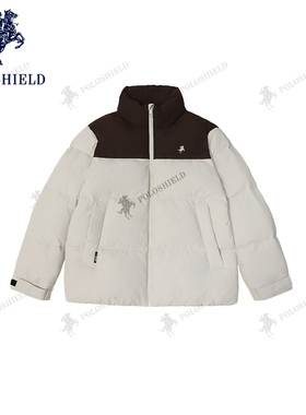 POLOSHIELD保罗希尔德男士冬季撞色90鸭绒羽绒服外套加厚保暖立领