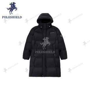 POLOSHIELD保罗希尔德男士冬季长款90鸭绒羽绒服外套加厚保暖连帽