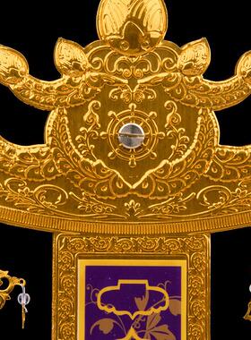 金莲花佛前供花供具铝鎏金双面加厚立佛幡五方佛焰口法会佛堂摆件