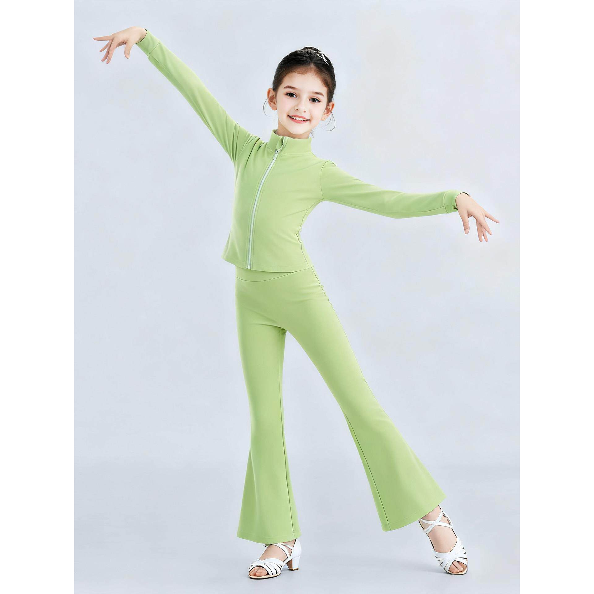 拉丁舞练功套装儿童舞蹈服女童外套长袖秋冬季形体运动艺考练功服