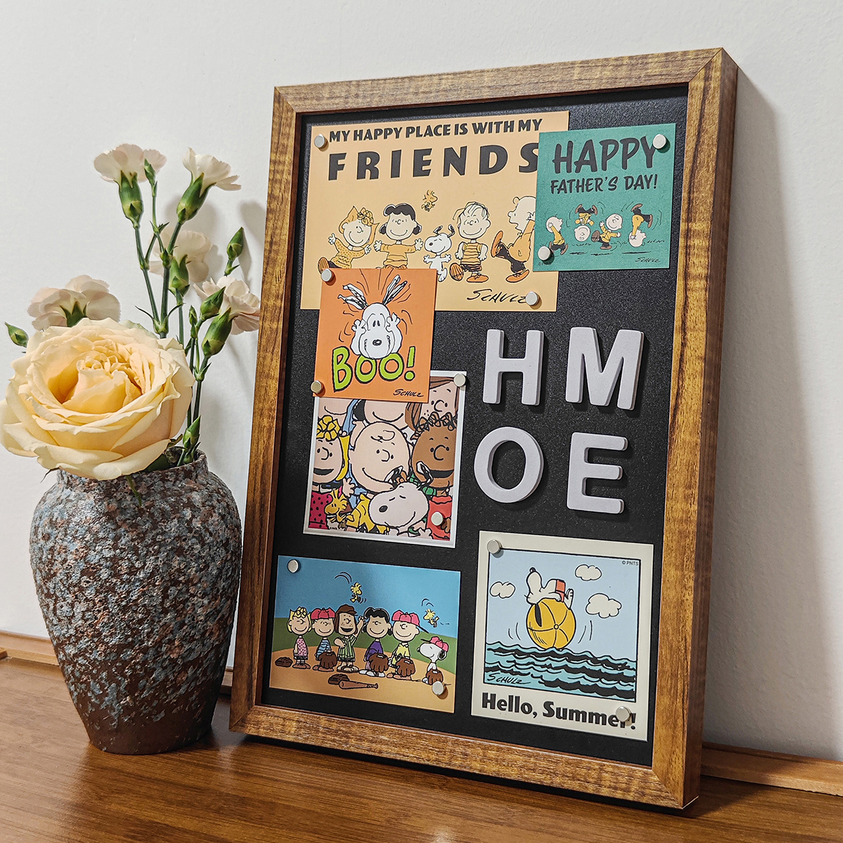 实木相框磁吸创意桌面摆台相框画 画框留言板原木风中式高级感覆