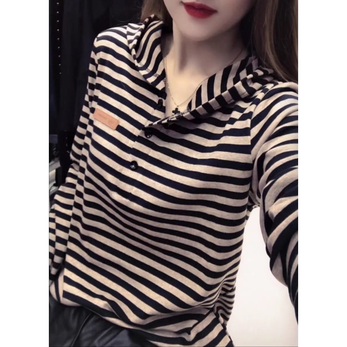 条纹卫衣女2024春秋新款减龄长袖短袖韩版时尚百搭显瘦夏季上衣潮
