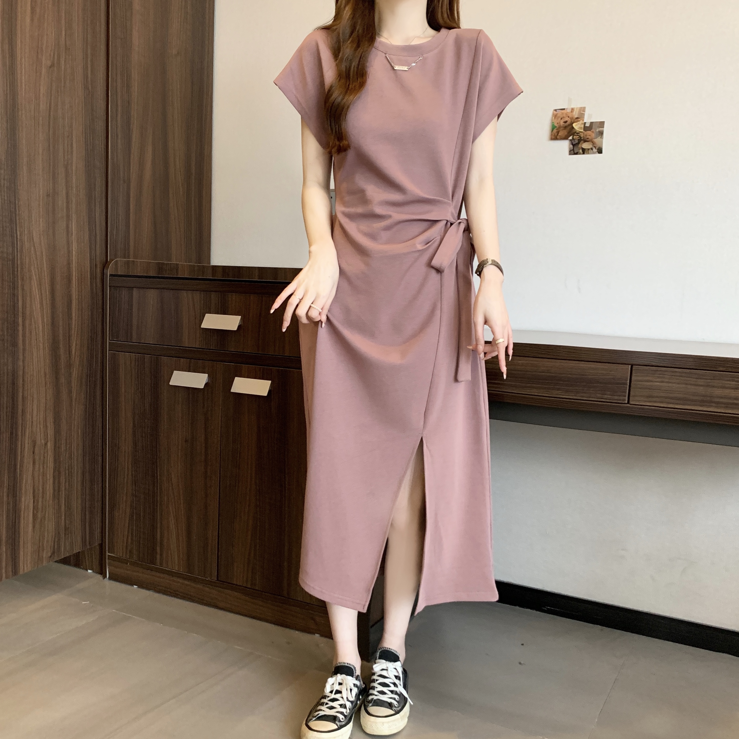 轻奢高级感连衣裙女大码胖mm夏季梨型身材宽松遮肚子藏肉显瘦裙子