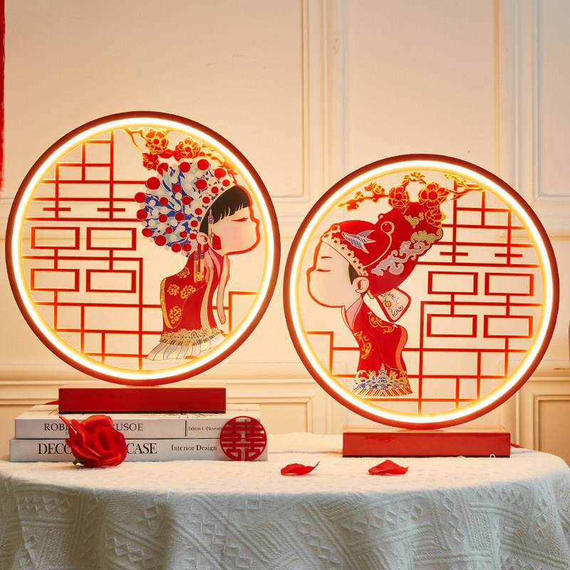 结婚台灯新婚礼物送新人闺蜜同事礼盒红色一对实用婚礼摆件长明灯