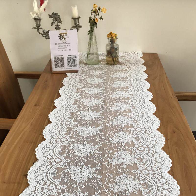 蕾丝桌旗法式覆古风餐桌旗长条桌布防尘鞋柜布盖巾欧式电视柜盖布