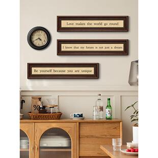 美国餐厅装饰画，超级墙面布局，餐厅挂钟挂画，覆古风格个性化壁