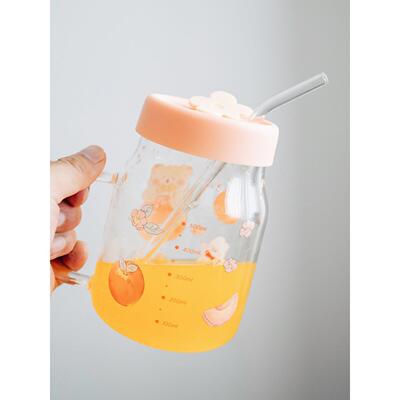 半宅可爱吸管杯带盖大容量耐热水杯学生儿童牛奶办公室女生饮水杯