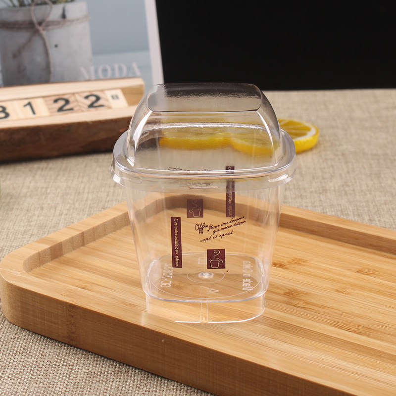 方形慕斯杯透明一次性木糠杯慕斯杯塑料酸奶布丁杯果冻双皮奶杯