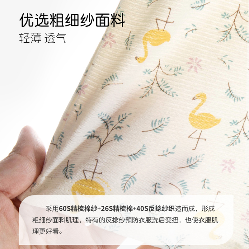 英博伦女童睡衣夏季儿童纯棉空调服短袖公主风家居服大童春秋薄款