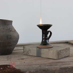 陶瓷油灯复古老式 古代酥油灯烛台 中式煤油灯茶道禅意 影视道具