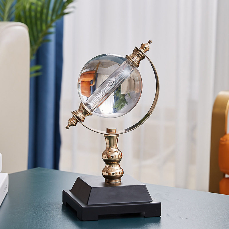 欧式办公室水晶球摆件书房桌面装饰地球仪工艺品客厅酒柜轻奢摆设,家居饰品,装饰摆件,淘宝优惠券,粉丝福利购,淘宝优惠卷