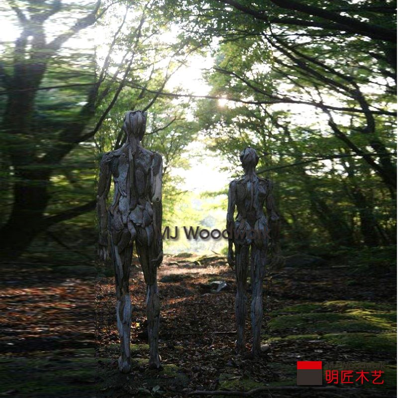 朽木枯木风化木漂浮木人物雕塑艺术品装置装饰品摆件酒店别墅花园