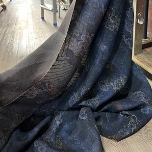 全孔花罗香云纱 纯真丝桑蚕丝国风提花镂空云纹丝绸布料 旗袍面料