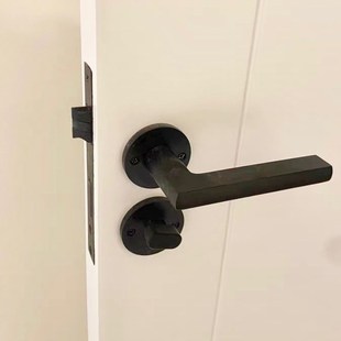 室内磁吸分体黑色家用实木门卧室把手静音卫生间房Y门锁太空铝