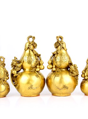 朴器 铜福禄葫芦一对 铜葫芦 配铜底座