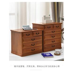 40cm35实木带锁桌面收纳整理盒置物架抽屉式家用a3笔记本储物柜